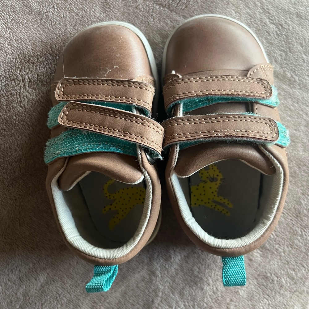 Brown and Teal Kids Shoes